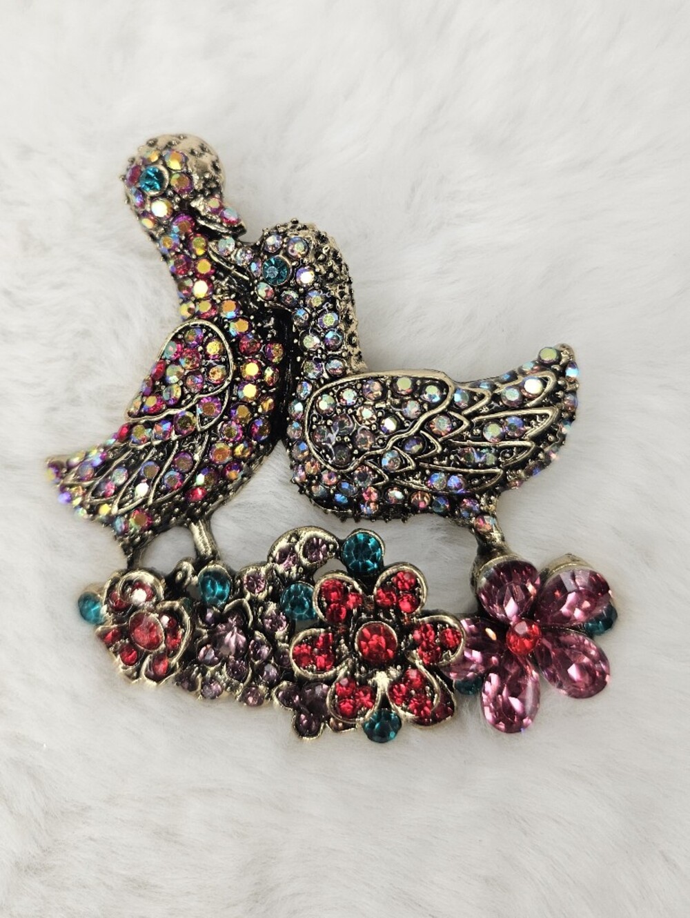 Multicolor Crystal Goose  Brooch